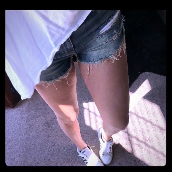 High Rise Ripped Jean Shorts - Picture 2 of 3